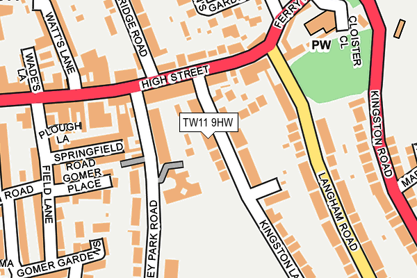 TW11 9HW map - OS OpenMap – Local (Ordnance Survey)