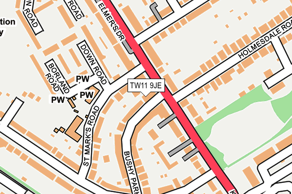 TW11 9JE map - OS OpenMap – Local (Ordnance Survey)
