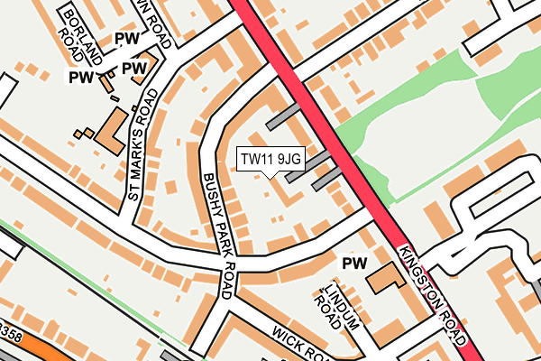 TW11 9JG map - OS OpenMap – Local (Ordnance Survey)