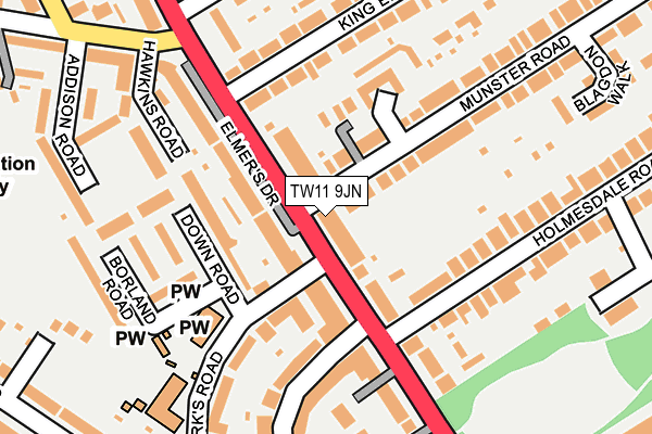 TW11 9JN map - OS OpenMap – Local (Ordnance Survey)