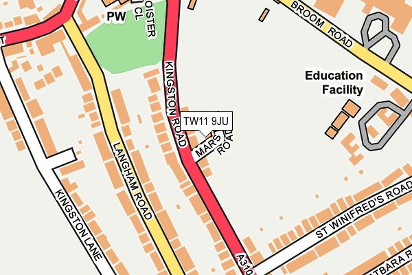 TW11 9JU map - OS OpenMap – Local (Ordnance Survey)