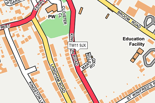 TW11 9JX map - OS OpenMap – Local (Ordnance Survey)