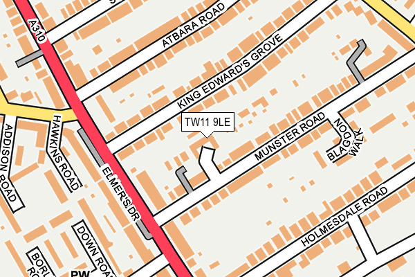 TW11 9LE map - OS OpenMap – Local (Ordnance Survey)