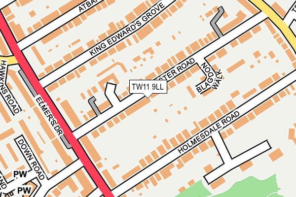 TW11 9LL map - OS OpenMap – Local (Ordnance Survey)