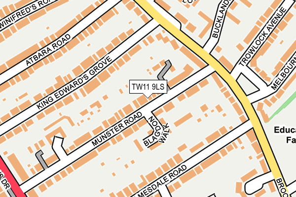 TW11 9LS map - OS OpenMap – Local (Ordnance Survey)