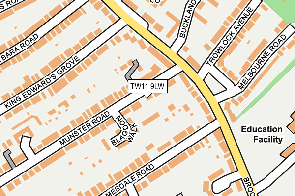 TW11 9LW map - OS OpenMap – Local (Ordnance Survey)