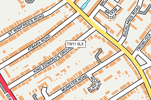 TW11 9LX map - OS OpenMap – Local (Ordnance Survey)