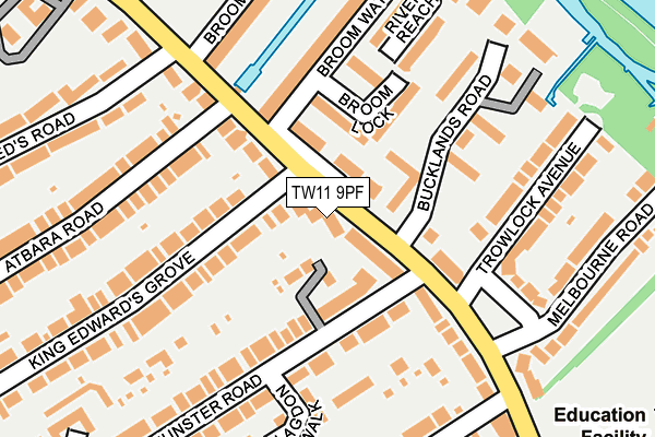 TW11 9PF map - OS OpenMap – Local (Ordnance Survey)