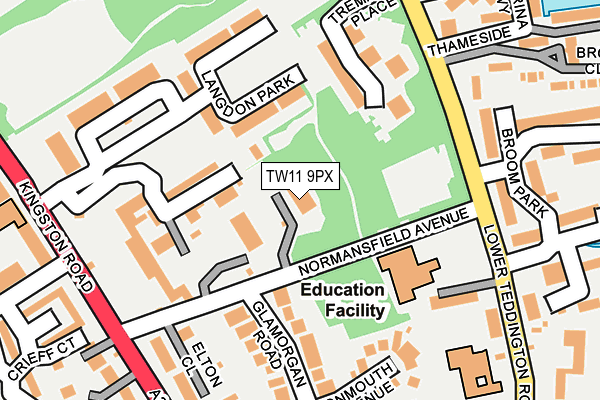 TW11 9PX map - OS OpenMap – Local (Ordnance Survey)