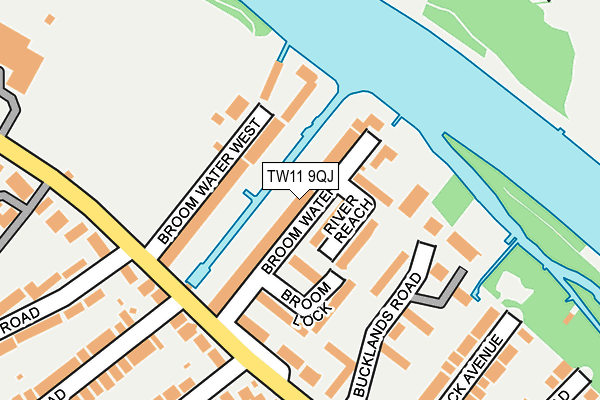 TW11 9QJ map - OS OpenMap – Local (Ordnance Survey)