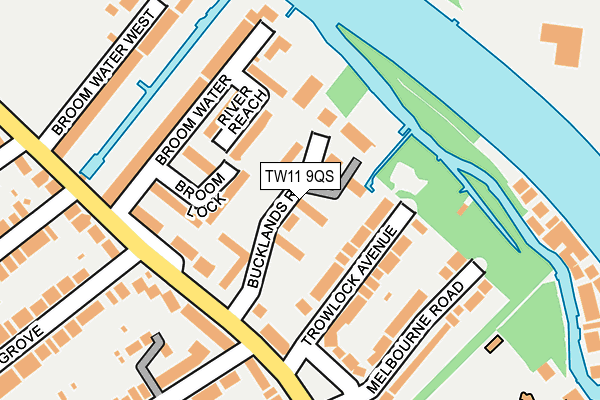 TW11 9QS map - OS OpenMap – Local (Ordnance Survey)