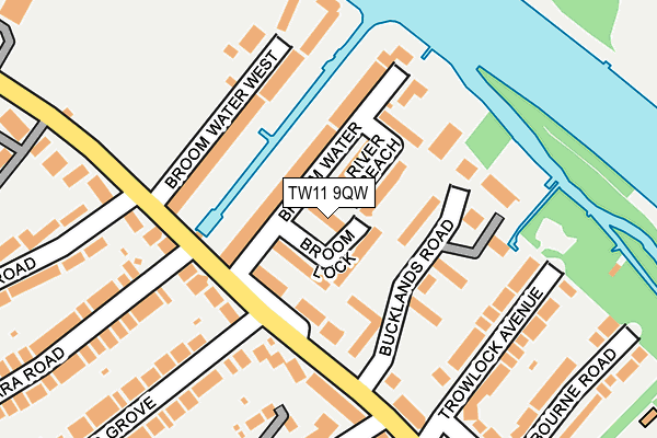 TW11 9QW map - OS OpenMap – Local (Ordnance Survey)