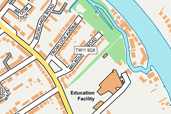 TW11 9QX map - OS OpenMap – Local (Ordnance Survey)