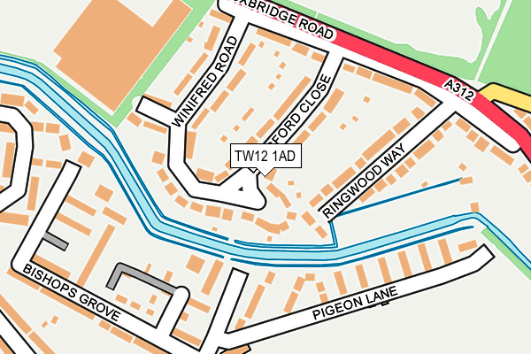 TW12 1AD map - OS OpenMap – Local (Ordnance Survey)