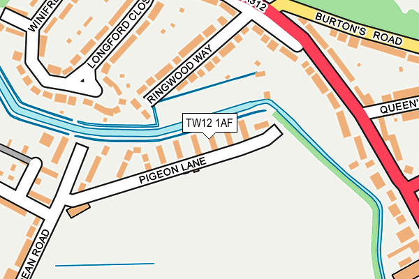 TW12 1AF map - OS OpenMap – Local (Ordnance Survey)