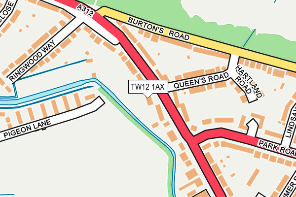 TW12 1AX map - OS OpenMap – Local (Ordnance Survey)