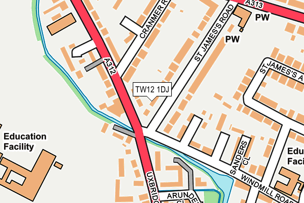 TW12 1DJ map - OS OpenMap – Local (Ordnance Survey)