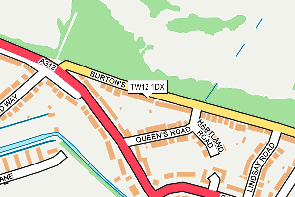 TW12 1DX map - OS OpenMap – Local (Ordnance Survey)