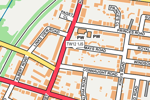 TW12 1JS map - OS OpenMap – Local (Ordnance Survey)
