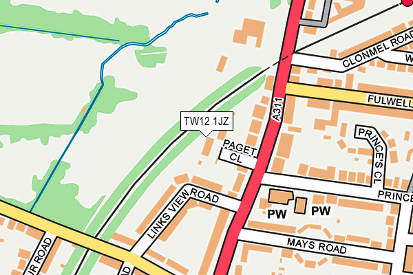 TW12 1JZ map - OS OpenMap – Local (Ordnance Survey)