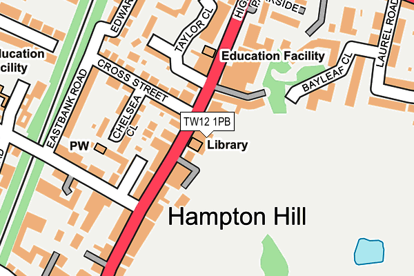 TW12 1PB map - OS OpenMap – Local (Ordnance Survey)