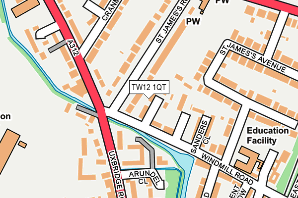 TW12 1QT map - OS OpenMap – Local (Ordnance Survey)