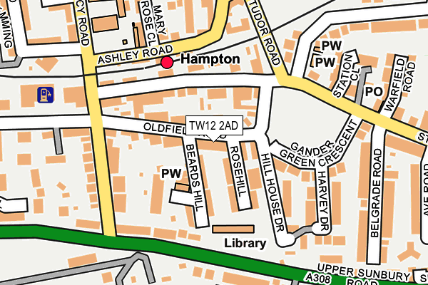 TW12 2AD map - OS OpenMap – Local (Ordnance Survey)