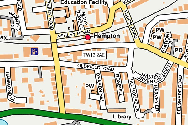 TW12 2AE map - OS OpenMap – Local (Ordnance Survey)