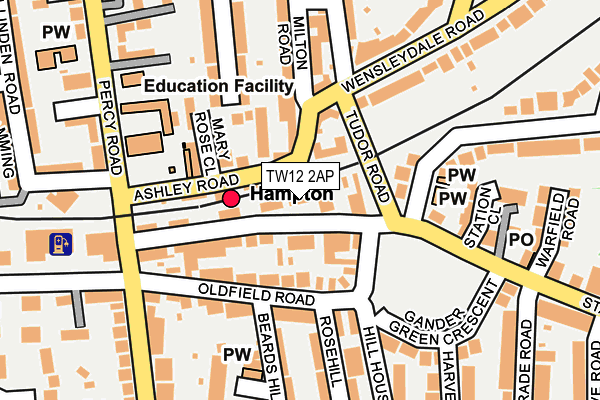 TW12 2AP map - OS OpenMap – Local (Ordnance Survey)