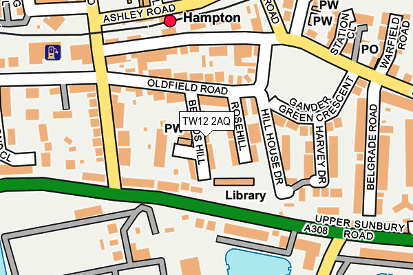 TW12 2AQ map - OS OpenMap – Local (Ordnance Survey)