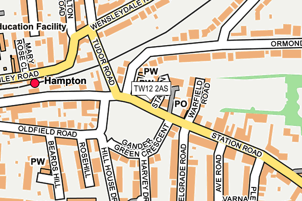 TW12 2AS map - OS OpenMap – Local (Ordnance Survey)