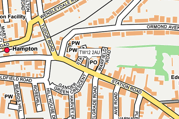 TW12 2AU map - OS OpenMap – Local (Ordnance Survey)