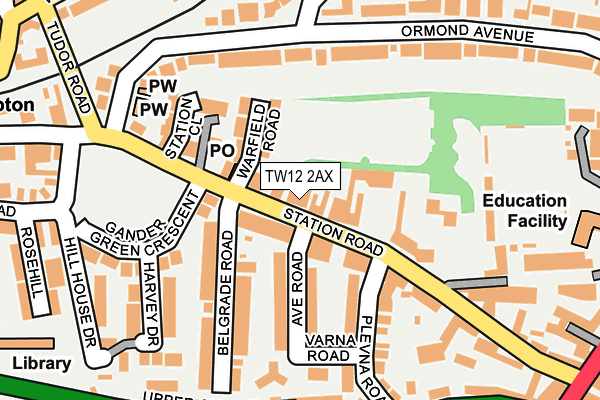 TW12 2AX map - OS OpenMap – Local (Ordnance Survey)
