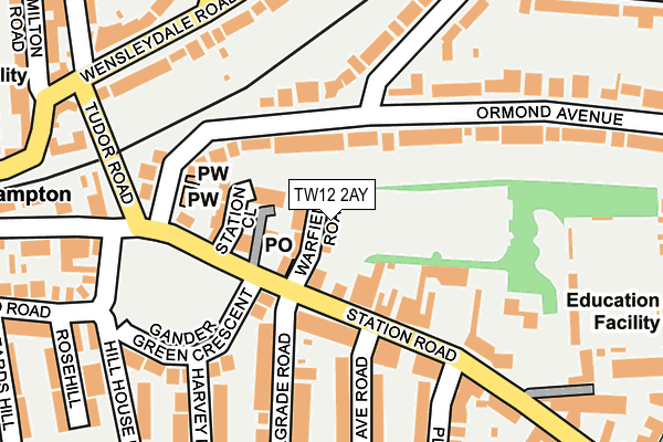 TW12 2AY map - OS OpenMap – Local (Ordnance Survey)