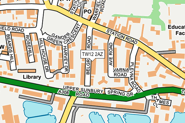TW12 2AZ map - OS OpenMap – Local (Ordnance Survey)