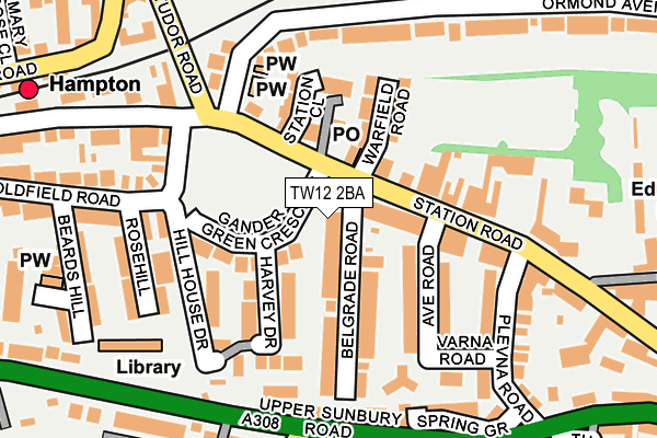 TW12 2BA map - OS OpenMap – Local (Ordnance Survey)