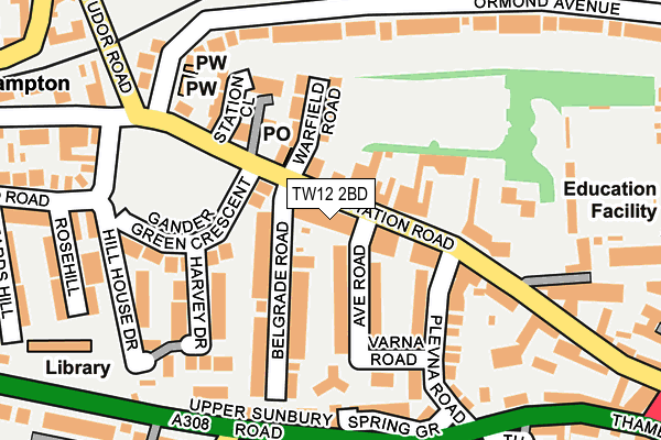 TW12 2BD map - OS OpenMap – Local (Ordnance Survey)