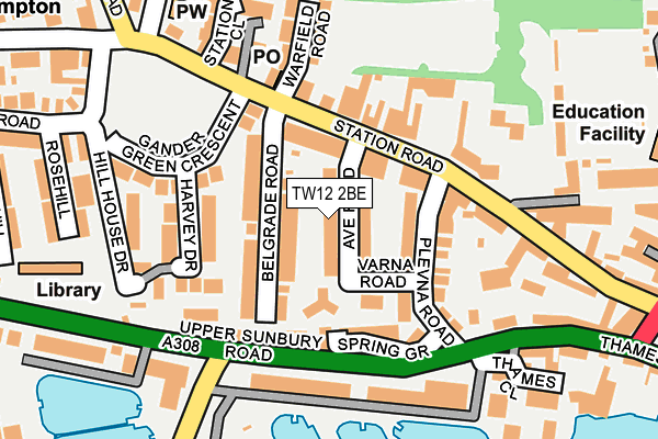 TW12 2BE map - OS OpenMap – Local (Ordnance Survey)