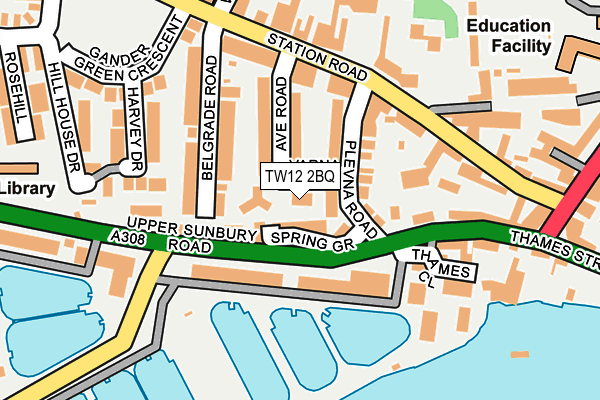 TW12 2BQ map - OS OpenMap – Local (Ordnance Survey)