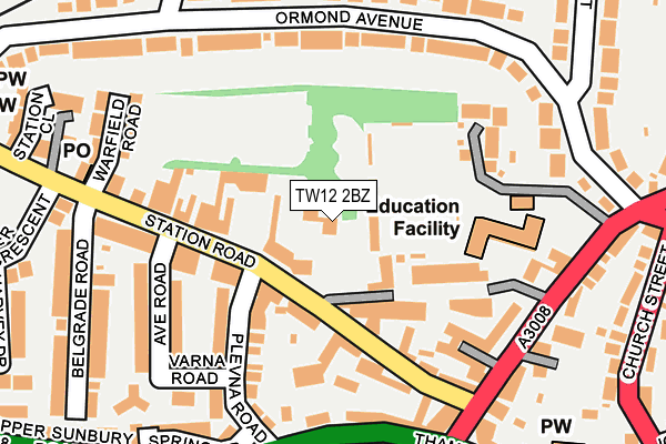 TW12 2BZ map - OS OpenMap – Local (Ordnance Survey)