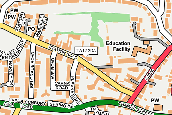 TW12 2DA map - OS OpenMap – Local (Ordnance Survey)