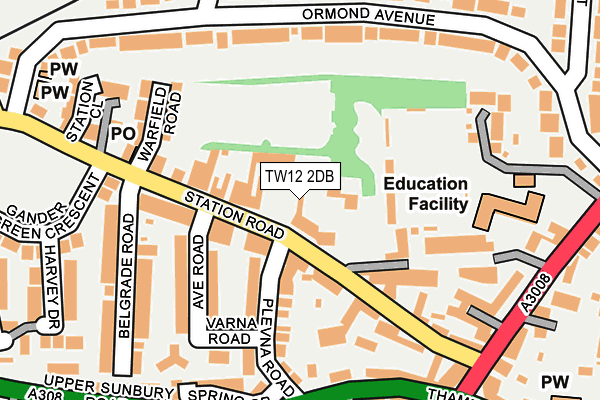 TW12 2DB map - OS OpenMap – Local (Ordnance Survey)