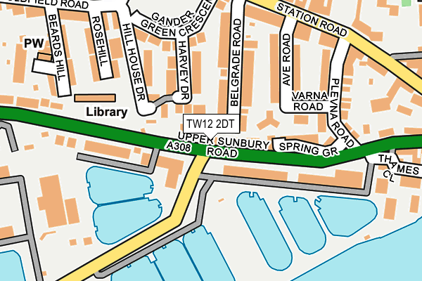 TW12 2DT map - OS OpenMap – Local (Ordnance Survey)