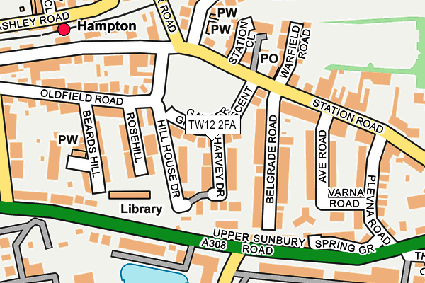 TW12 2FA map - OS OpenMap – Local (Ordnance Survey)
