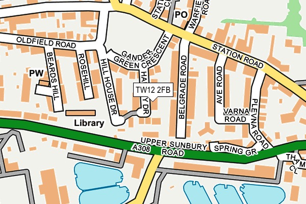 TW12 2FB map - OS OpenMap – Local (Ordnance Survey)