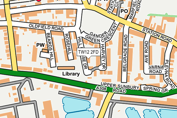 TW12 2FD map - OS OpenMap – Local (Ordnance Survey)