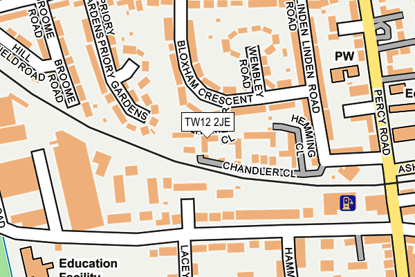 TW12 2JE map - OS OpenMap – Local (Ordnance Survey)