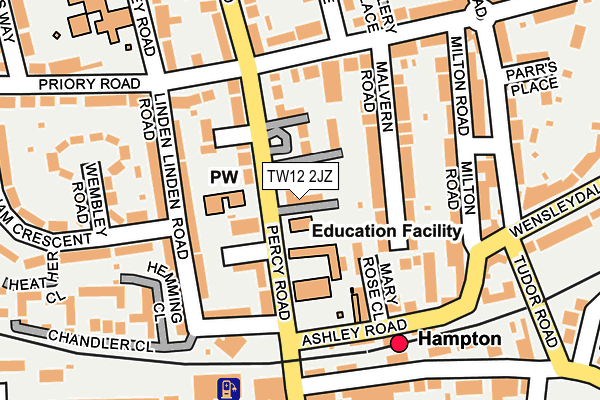 TW12 2JZ map - OS OpenMap – Local (Ordnance Survey)