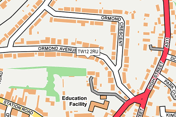 TW12 2RU map - OS OpenMap – Local (Ordnance Survey)