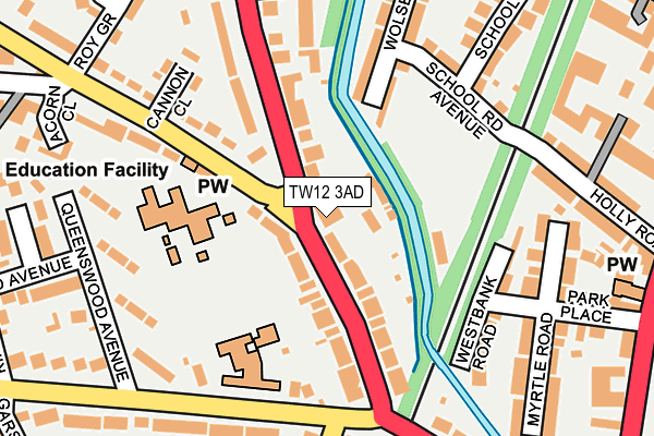 TW12 3AD map - OS OpenMap – Local (Ordnance Survey)